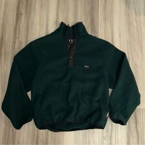Woolrich VTG Green Fleece quarter snap Jacket with Beige Label